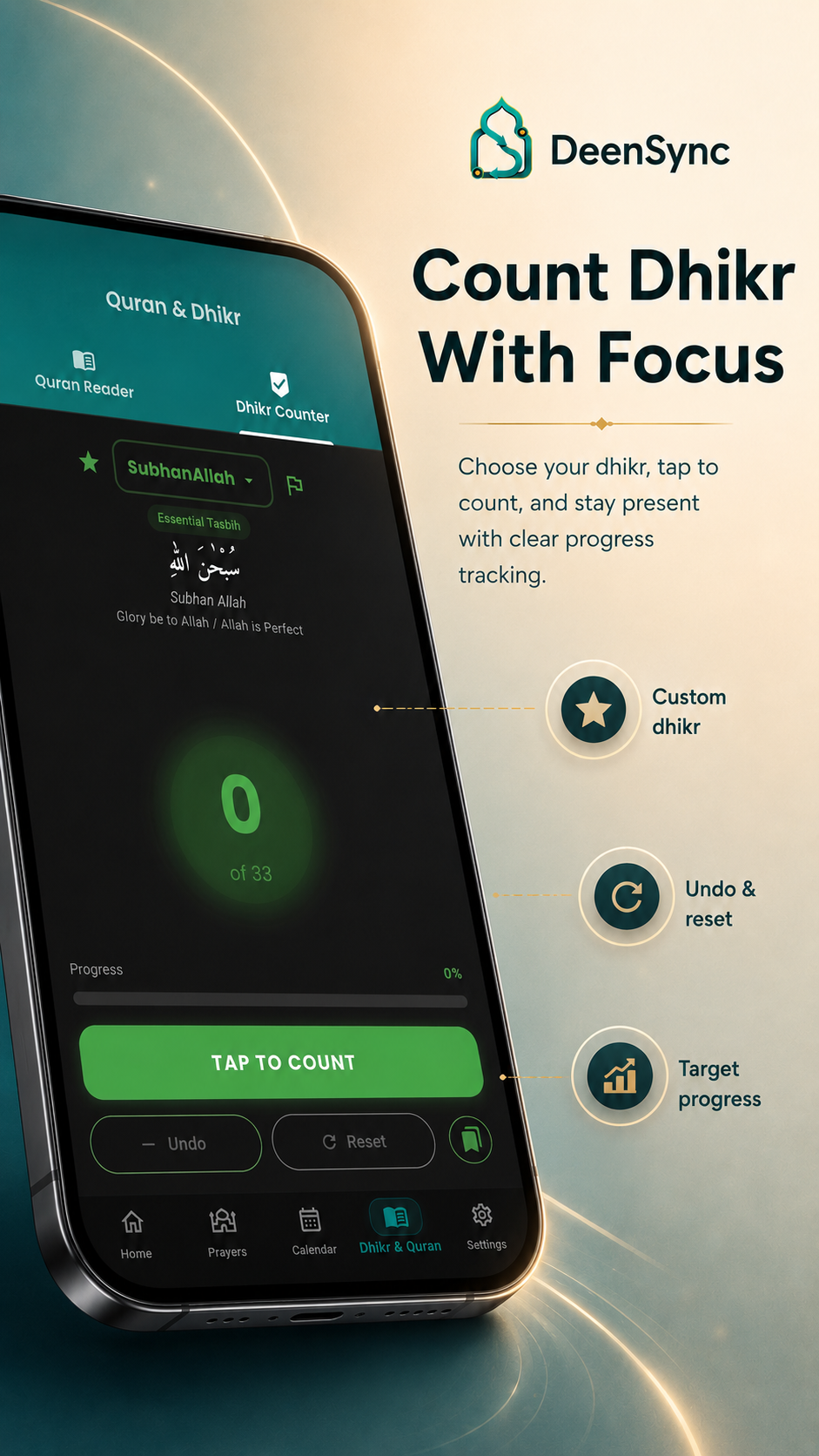 Count dhikr with focus